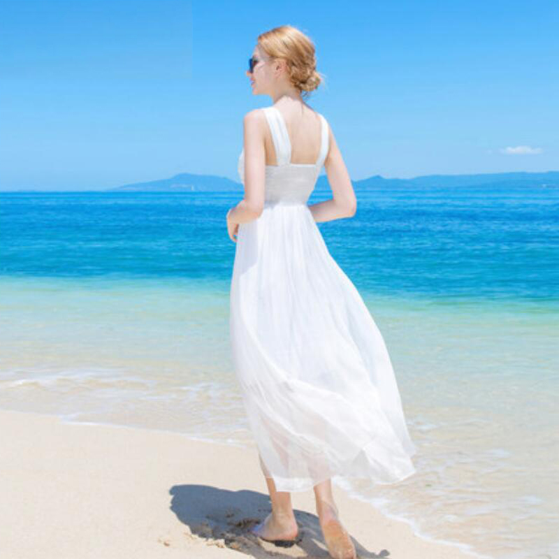 Women 100 Silk dress Beach dress 100% Natural Silk dress White Holiday summer dresses
